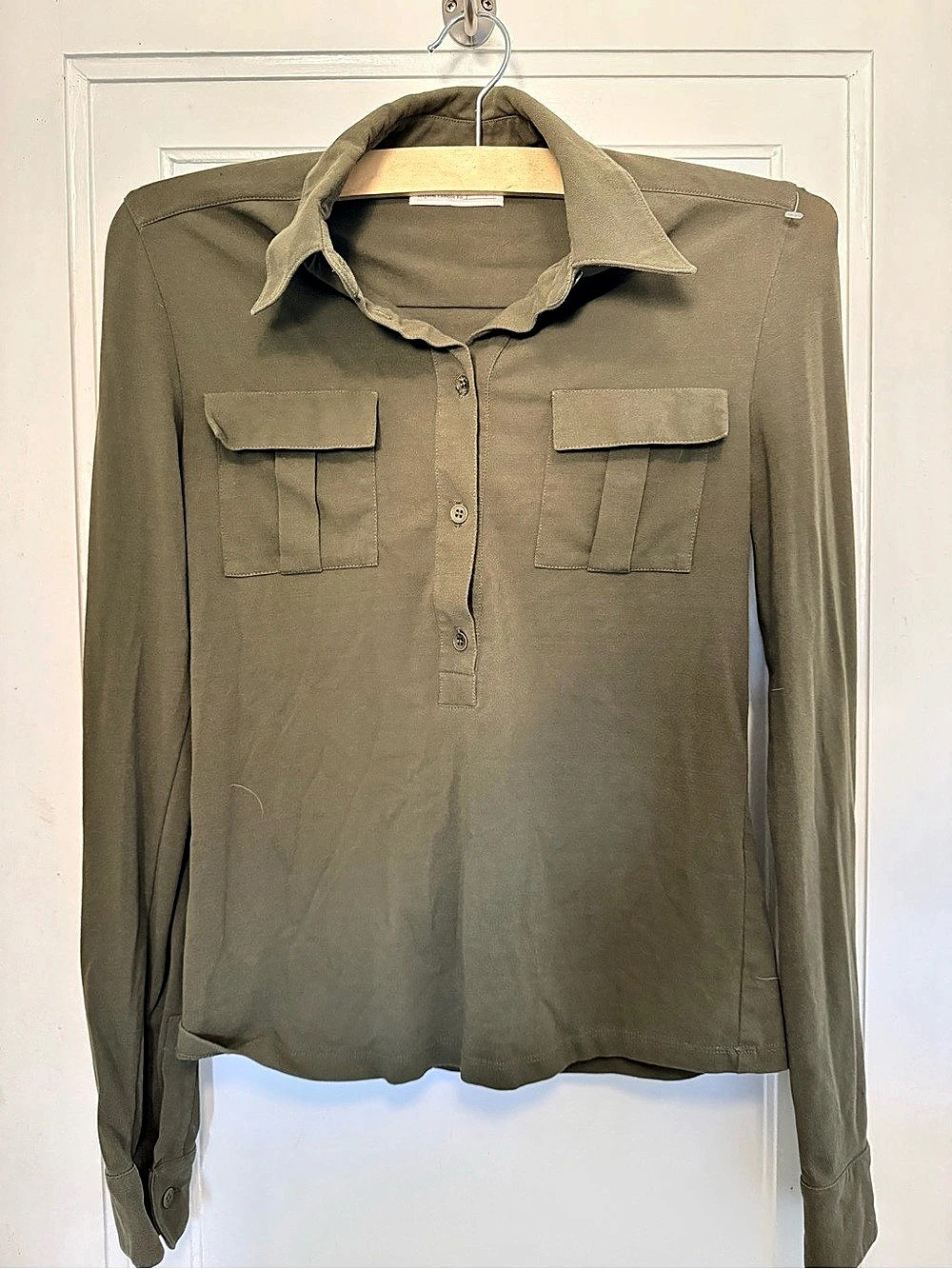 Calvin Klein Women's Green Utility Button Down